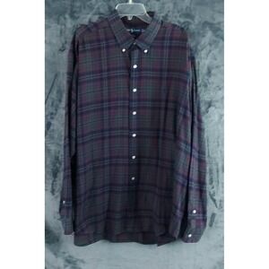 VTG  Polo Ralph Lauren Blake Shirt Men's 2XL Plaid ‎ 90's Made in Hong Kong
